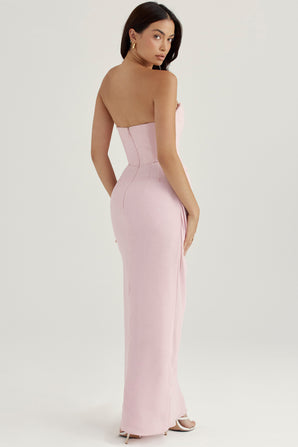 ADRELLY PINK SATIN STRAPLESS DRESS