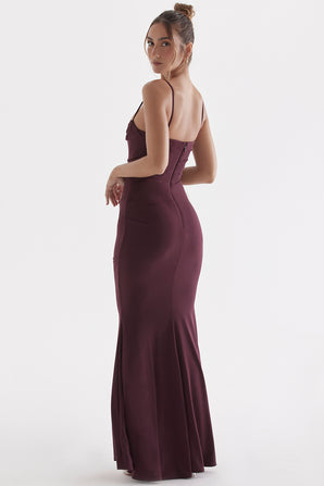 MIA MAXI DRESS FOREST CORSET WINE