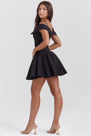 ELEEDA BLACK OFF-THE-SHOULDER MINI DRESS