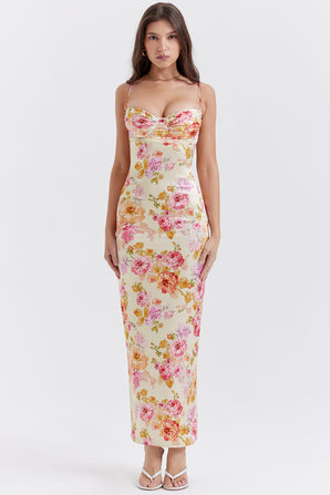 JOSSY
 VESTIDO MAXI FLORAL MARFIM