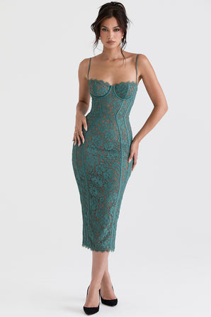 JOLE FOREST LACE MIDI DRESS